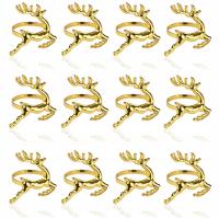 12 x ŚWIĄTECZNA OBRĄCZKA NA SERWETKI ZŁOTA RENIFER DEKORACJA STOŁU