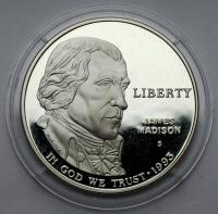204. USA SREBRO 1 dolar 1993-S, James Madison