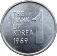 6054. Korea Południowa 1 Won 1969