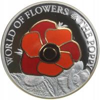 Wyspy Cooka, 5 dolarów 2009, Kwiaty świata - mak, srebro Ag999
