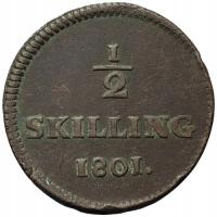 44090. Szwecja - 1/2 skillinga - 1801r. (5,96g/28mm)