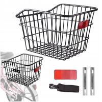 ВЕЛОСИПЕДНАЯ ЗАДНЯЯ КОРЗИНА ДЛЯ БАГАЖНИКА МЕТАЛЛИЧЕСКАЯ КОРЗИНА С РЕМНЕМ ОТРАЖАТЕЛЬ КОМПЛЕКТ