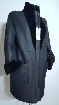 Dwustronny naturalny kożuch shearling oversize VINCENZO LUIGI jagnięcy XS S