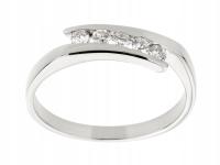 ZŁOTO BIAŁE 585 PIERŚCIONEK z 5 BRYLNATAMI 0.15ct