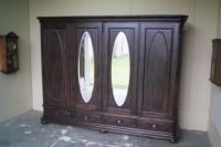 CIEMNA SZAFA 4 DRZWIOWA Z OWALNYM LUSTREM + 4 SZUFLADY - 274 CM SZEROKA