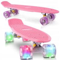 Скейтборд для детей девочки доска светящиеся колеса LED RGB 56 см до 100 кг