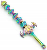 Mini Miecz z Kostek Metalowy Tęczowy Rainbow RPG D&D MTG Board Game BG3 DnD