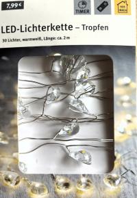 Łańcuch drucik 30 Led kryształki 170 cm Idennwelt