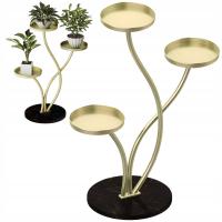 KWIETNIK NA KWIATY STOJAK METALOWY KAMIEŃ PODSTAWA LOFT ROŚLINY Złoty 77,5