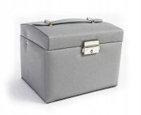 Szkatułka kuferek do biżuterii szary na biżuterię kosmetyki na prezent