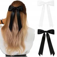 Zestaw 2 Spinek Kokardek Do Włosów KLAMRA SATYNOWA KOKARDA CZARNA BIAŁA