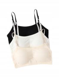 SHEIN KOMPLET 3 BIUSTONOSZY MIĘKKICH GŁADKICH Z REGULACJĄ 158-164 11HC