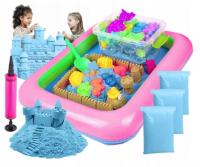 PIASEK KINETYCZNY NIEBIESKI MAGICZNY 3KG ZESTAW FOREMKI BASEN PIASKOWNICA