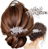 Srebrny Grzebyk ozdoba do włosów na ślub kwiaty
