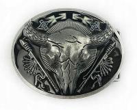 Głowa bizona byka 3D klamra western stare srebro