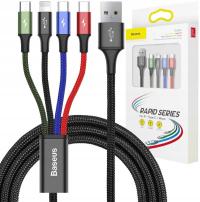 Zestaw kabli USB - USB typ C / microUSB / Lightning Baseus + ZESTAW NAKLEJEK BASEUS