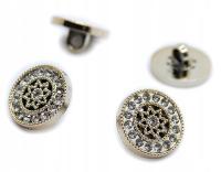 guziki guziczki guzik 17mm 4szt ozdobny na stopce złoty kwiatkiem cyrkonie