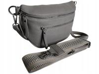 Damska Nerka na Ramię, Szara Torebka Damska, Saszetka na Szerokim Pasku