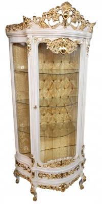 Stylowa Witryna w stylu Barokowym Kolor Ecru i Złote Dekory