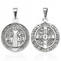 Полированный медальон Святого Бенедикта Серебряный pr.925