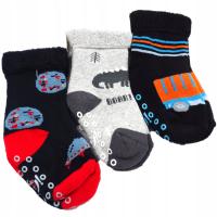 Skarpetki Dziecięce ABS Antypoślizgowe Frotte Chłopięce 3-pak 17-19