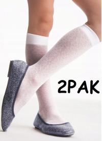 2PAK Podkolanówki Skarpetki Dziewczęce BIAŁE 27-34