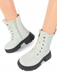 L-A-L-U-N-A kozaki dziecięce skóra ekologiczna beżowy