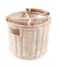 OKRĄGŁY KOSZYK RATTANOWY Z PRZEGRÓDKAMI NA SZTUĆCE PRZYBORY 16x16x14 cm