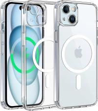 Чехол для iPhone 15 усиленный для MAGSAFE Anti SHOCK CLEAR Case стекло 9h