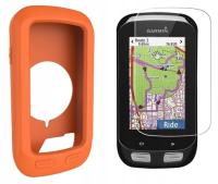 Etui Silikonowe + Szkło Hartowane 9H do Garmin GPS EDGE 1000 / Pomarańczowe