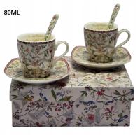 KPL.FILIŻANEK ESPRESSO Z ŁYŻECZKĄ 2+2 KWIATY 2X80ML