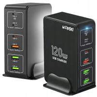 Webski Ładowarka 120W STACJA ŁADOWANIA Tower 3xUSB-C PD 3xUSB Quick Charge + SMYCZ SMYCZKA DO KLUCZY KÓŁKO KARABIŃCZYK