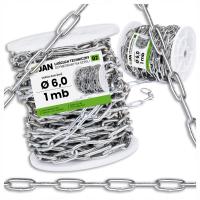 Łańcuch Gospodarczy Techniczny D2 fi 6,0mm OCYNKOWANY MOCNY na METRY 1mb