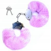 Эротические наручники БДСМ с мехом пастель металлический секс гаджет для пар
