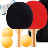 2X PALETKI RAKIETKI DO PING PONGA TENISA STOŁOWEGO ZESTAW 3 PIŁECZKI SIATKA