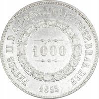 12.BRAZYLIA, PIOTR II, 1 000 REIS 1855