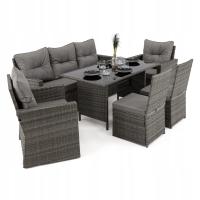 Zestaw mebli ogrodowych technorattan MONAKO XL szary poduszki szare