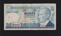 BANKNOT Turcja -- 500 Lirasi -- 1970 rok