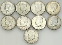 USA. 1/2 dolara 1964-1968, SREBRO – 9 szt