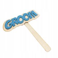 DREWNIANA TABLICZKA DO FOTOBUDKI GROOM DO ZDJĘĆ