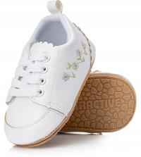 Pierwsze buty dla dziecka do chrztu lekkie białe buciki niemowlęce r. 18/19