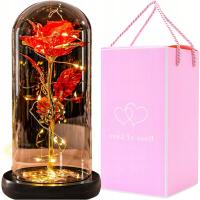 WIECZNA RÓŻA W SZKLE ŚWIECĄCA LED PUDEŁKO PREZENT NA URODZINY ROCZNICĘ