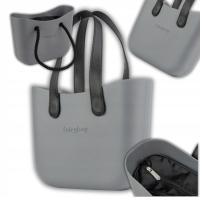 Torebka Torba Gumowa damska JellyBag O Shopper 2 zestawy rączek szara