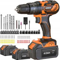 WKRĘTARKA WIERTARKA WIERTŁO 21V 2x 4Ah AKUMULATORY - 25 MOMENT OBROTOWY