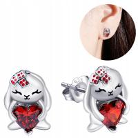 Kolczyki srebrne dla dziewczynki króliczki srebro 925 zajączki na święta