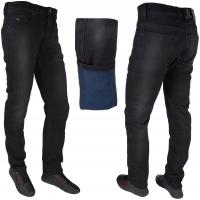 Spodnie OCIEPLANE M-Up Rozciągliwe Jeansy CZARNE