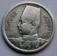 Egipt - 2 piastry 1942 r. - FARUK I - srebro Ag