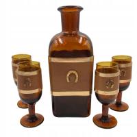 Zestaw do whisky karafka i 5 kieliszkow brazowe szklo