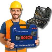 ZESTAW WIERTEŁ BITÓW KOŃCÓWEK WALIZKA BOSCH 103SZT DO METALU DREWNA KAMIENI
