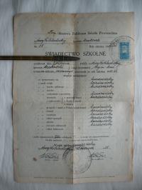 NOWA WIEŚ SZLACHECKA k/CZERNICHÓW ŚWIADECTWO SZKOLNE 1935 r.